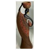 Two Handcarved Senegal Tribal Masks and Pair of African Women Tealight Holders