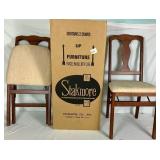 Two Pairs of Two Stakemore Wooden Folding Chairs with Fabric Seats
