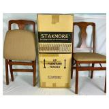 Two Pairs of Two Stakemore Wooden Folding Chairs with Fabric Seats
