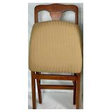 Two Pairs of Two Stakemore Wooden Folding Chairs with Fabric Seats