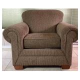 Tan Fabric Armchair and Ottoman (Match Set to Lot 33) - Like New Condition