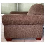 Tan Fabric Armchair and Ottoman (Match Set to Lot 33) - Like New Condition