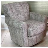 Neutral Colored Stripe Fabric Swivel Rocker - Like New Condition - 36"H x 33"D x 35"W