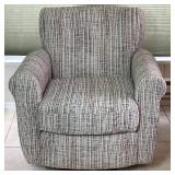 Neutral Colored Stripe Fabric Swivel Rocker - Like New Condition - 36"H x 33"D x 35"W