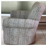 Neutral Colored Stripe Fabric Swivel Rocker - Like New Condition - 36"H x 33"D x 35"W