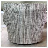 Neutral Colored Stripe Fabric Swivel Rocker - Like New Condition - 36"H x 33"D x 35"W