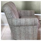 Neutral Colored Stripe Fabric Swivel Rocker - Like New Condition - 36"H x 33"D x 35"W