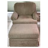 Tan Fabric Armchair with Matching Ottoman