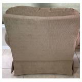 Tan Fabric Armchair with Matching Ottoman