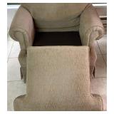 Tan Fabric Armchair with Matching Ottoman