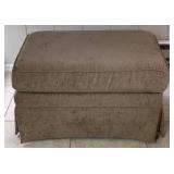 Tan Fabric Armchair with Matching Ottoman