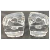 Pair of Signed Orefors Candle Holders - Made in Sweden