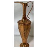 Set of 4 Etched Copper Ewer Vases