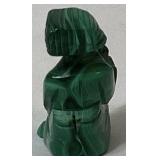 African Malachite Sculpture and Set of 6 Soapstone Coasters with Holder