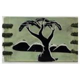 African Malachite Sculpture and Set of 6 Soapstone Coasters with Holder