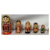 Two Sets of Hand Painted Russian Nesting Dolls