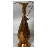 Set of 4 Etched Copper Ewer Vases