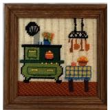 Vintage Framed Needlepoint and Crewel Embroidery Artwork