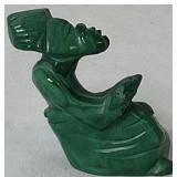 African Malachite Sculpture and Set of 6 Soapstone Coasters with Holder