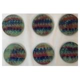 African Malachite Sculpture and Set of 6 Soapstone Coasters with Holder