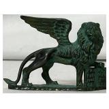 Bronze? St. Marks Winged Lion of Venice Statue and Chalkware Lion Figurine