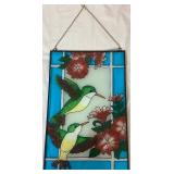 Hummingbird Stained Glass Artwork - 10.3 W x 16.25 H