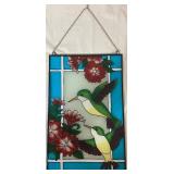 Hummingbird Stained Glass Artwork - 10.3 W x 16.25 H