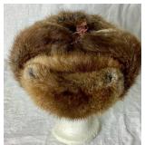 2 Vintage Fur Hats- Russian Style Fur Cap and Pillbox Fur Hat