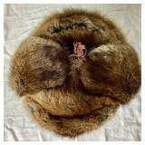 2 Vintage Fur Hats- Russian Style Fur Cap and Pillbox Fur Hat