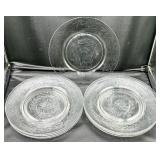 American Brillant Cut Engraved Clear Glass Luncheon Plates - set of 9 - 8.5" Round