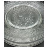 American Brillant Cut Engraved Clear Glass Luncheon Plates - set of 9 - 8.5" Round