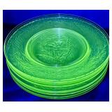 American Brillant Cut Engraved Clear Glass Luncheon Plates - set of 9 - 8.5" Round