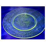 American Brillant Cut Engraved Clear Glass Luncheon Plates - set of 9 - 8.5" Round