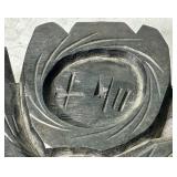 Vintage Japanese Hand Carved Wooden Lion Sculpture with Custom Stand