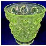 Antique Art Deco Signed Verlys Les Cabochen Berry Gems French Glass Vase- 1920