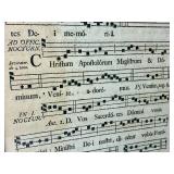 Antique Dual Sided Commune Apostolorum Gregorian Chant Music Sheets  (Rescued after WWI from Northern France)  - 12" W x 17.5" H 