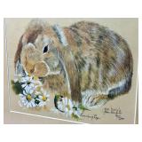"Lunching Lop" Jean Haefele 907/1000 Signed Framed Art - 16.5" W x 13.5" H
