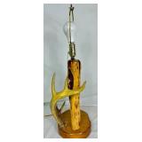 Antler and Log Lamp Handcrafted by Sonny