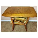 Norwegian Antique Adjustable Chair Table -Good original condition with significant green velvet fabric fading