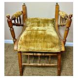 Norwegian Antique Adjustable Chair Table -Good original condition with significant green velvet fabric fading