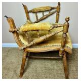 Norwegian Antique Adjustable Chair Table -Good original condition with significant green velvet fabric fading