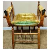 Norwegian Antique Adjustable Chair Table -Good original condition with significant green velvet fabric fading