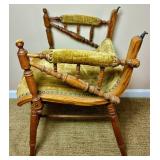 Norwegian Antique Adjustable Chair Table -Good original condition with significant green velvet fabric fading