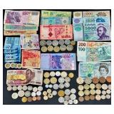 Large Collection of International Coins and Currency