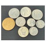 Large Collection of International Coins and Currency