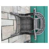 Pair of Woven Wicker Chairs with Covers - One Rocker and One Stationary Chair