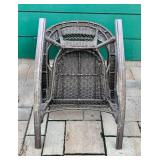 Pair of Woven Wicker Chairs with Covers - One Rocker and One Stationary Chair