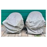 Pair of Woven Wicker Chairs with Covers - One Rocker and One Stationary Chair