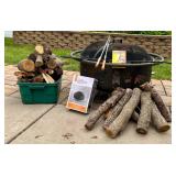 Bear Themed Firepit 36" Round with Cover, Screen and Wood