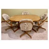 Shell Kona Dining Set with Table, 4 Fabric Castor Swivwl Chairs, and 1 Leaf